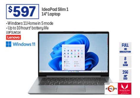 Lenovo Windows 11 Ideapad Slim 1 14 Laptop Offer At Officeworks