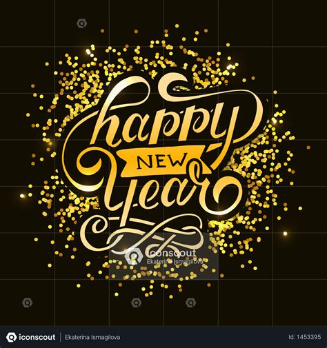 Premium Happy New Year Vector Gradient Phrase Lettering Calligraphy