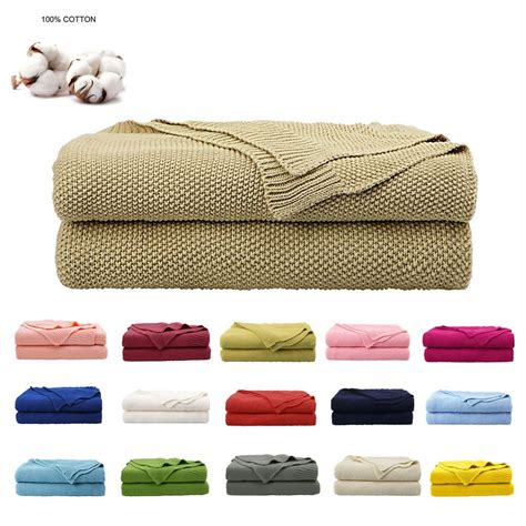 Cotton Throw Blanket Textured Solid Soft Sofa Couch Cover Decorative