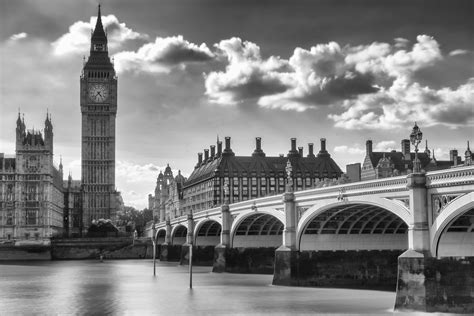 Grayscale Photo Of London City Westminster Bridge Hd Wallpaper