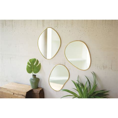 Kalalou Brass Framed Organic Shaped Mirror Set Of 3 Nve1012 Bellacor