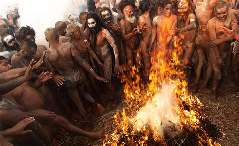 Naga Naked Sadhus On Bath Day Kumbh Mela Allahabad India Photo