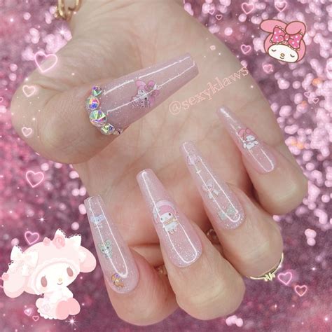 Kawaii My Melody Jelly Pink Japanese Nails False Nails Etsy