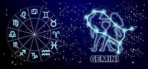 Gemini Constellation In Space With Zodiac Characters Background Gemini