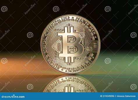 Bitcoin Btc Crypto Coin Placed On Reflective Surface Stock Photo Image Of Altcoin Banking