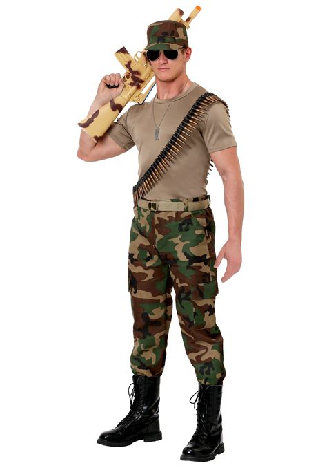 Mens Army Costume Soldier Costume Army Man Fancy Dress Costume