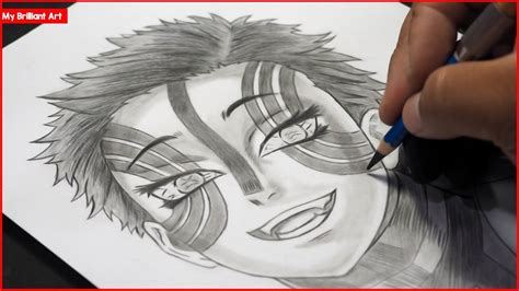 How To Draw Akaza Demon Slayer Kimetsu No Yaiba My Brilliant Art