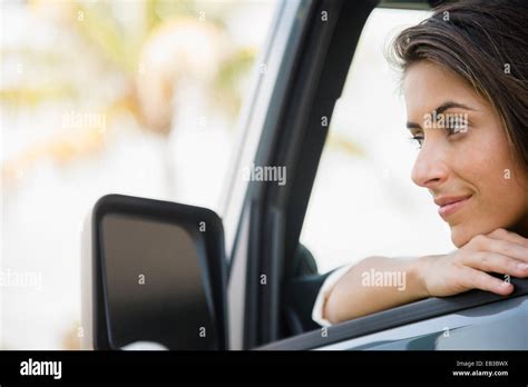 Woman Leaning Into Van Hi Res Stock Photography And Images Alamy