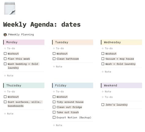 Weekly Schedule Planner Week Schedule Weekly Agenda Schedule