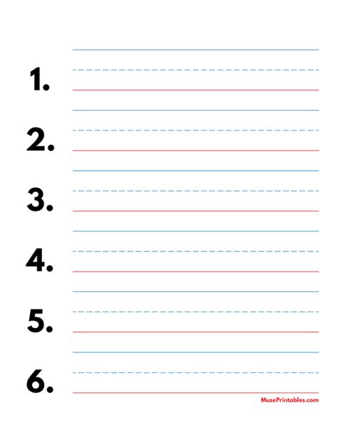 Numbered Lined Paper Template Printable Pdf Form Handwriting Paper