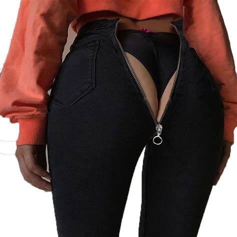 Black Push Up Jeans For Women Zipper Back Jeans Pants Sexy Butt Lifter