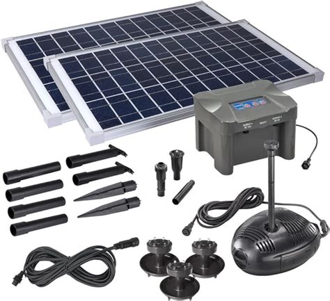 Pk Green 25m Solar Fountain Pump Kit With Pond Lights Battery Backup