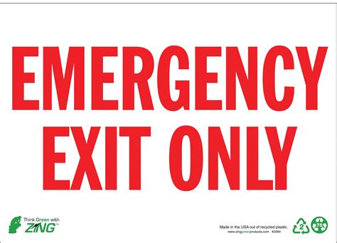 Zing Emergency Exit Sign Sign Format Traditional Osha Emergency Exit