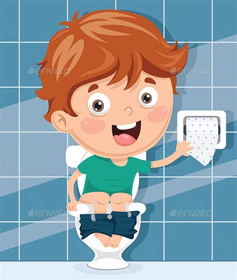 Vector Illustration Of Kid At Toilet Vectors Graphicriver