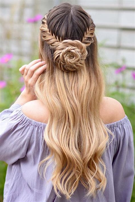 Wedding Hairstyles Half Up Half Down With Curls And Braid And Bun On