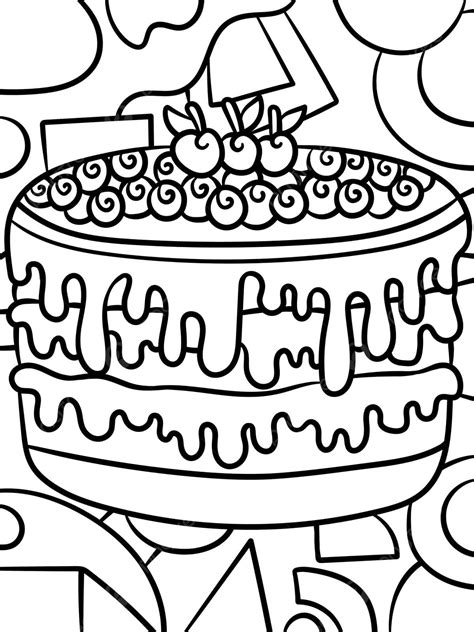 Cake Sweet Food Coloring Page For Kids Chocolate Vector Cake Vector
