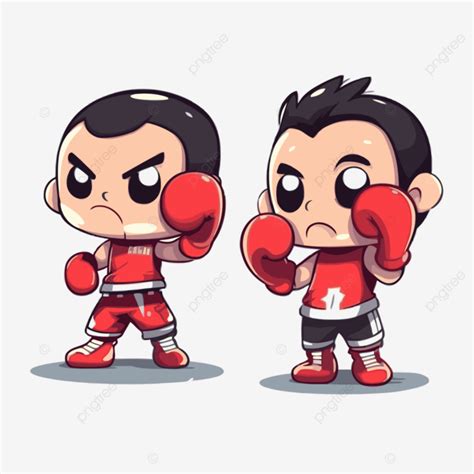 Boxeo Clipart Dos Dibujos Animados Boxeadores Vestidos De Rojo Vector