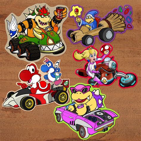Mario Kart Sticker Peach Bowser Yoshi Roy Kamek Etsy