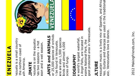 Venezuela Fact Card Thinking Day Pinterest Venezuela Brownies