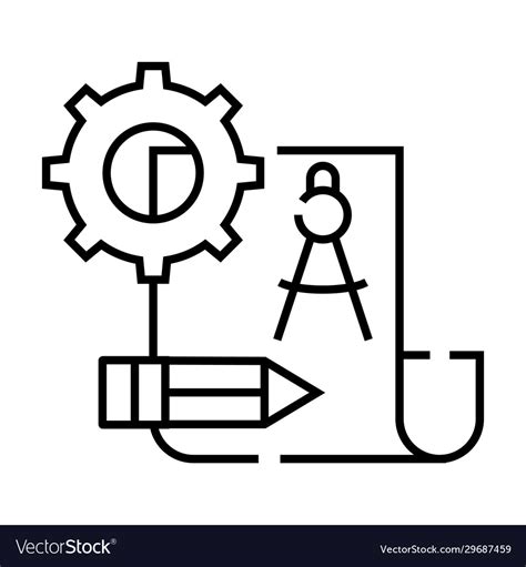 Engineering Drawing Line Icon Concept Sign Vector Image