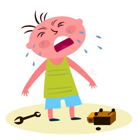 Child Crying Over A Broken Toy Stock Vector Illustration Of Sadness