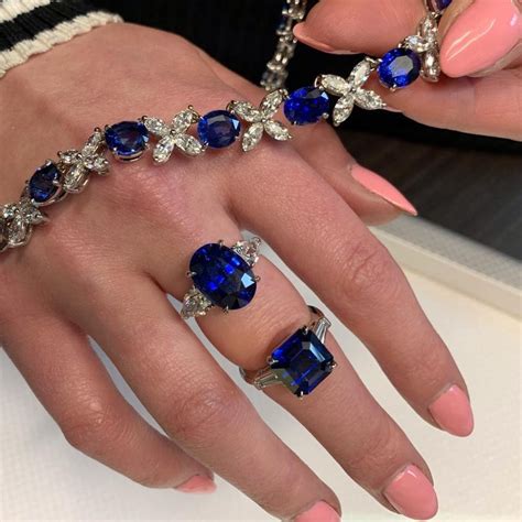 Blue Sapphire Three Stone Diamond Engagement Platinum 718 Grs