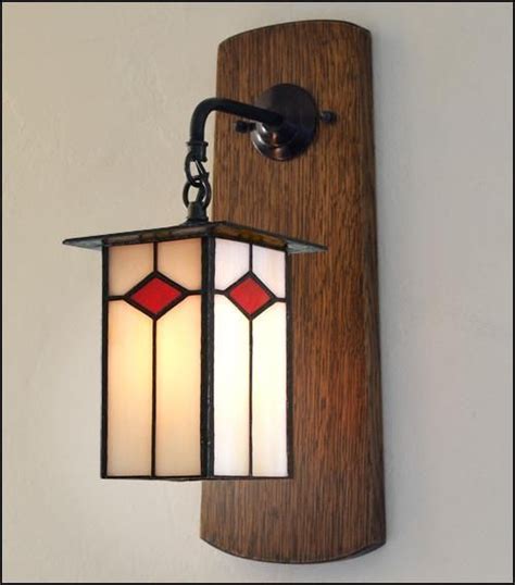 Crafted of cast resin and beautifully aged and distressed with a burlap shade. Craftsman Wall Sconce | Stained glass lamps, Stained glass ...