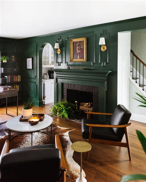 A Sophisticated Space Dark Green Living Room Green Walls Living Room