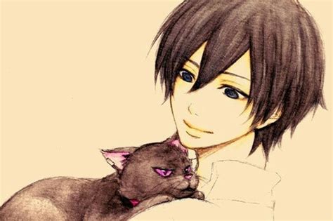 Boy Holding A Cat Anime Boys Picture 187260