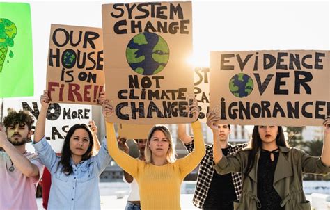 Group Of Young And Diverse Activists Protesting For Climate Change