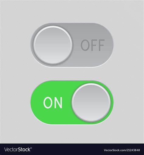 On And Off Green Toggle Switch Slider Buttons Vector Image