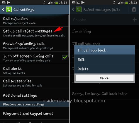Inside Galaxy Samsung Galaxy S4 How To Setup And Use Call Reject Messages