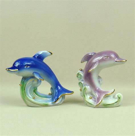 Porcelain Dolphin Figurines Decorative Ceramics Lovers Sculptures
