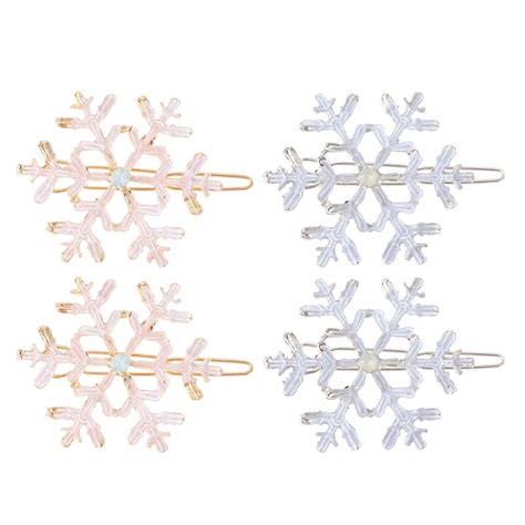 Beaupretty 4pcs Snowflake Hair Clips Alloy Shiny Hair