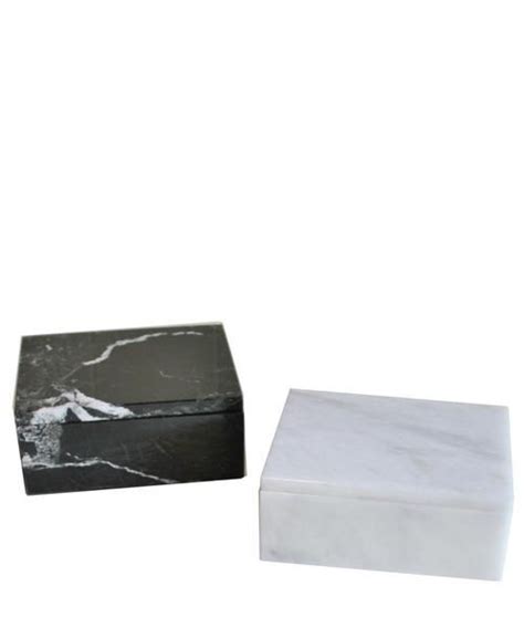 Rectangular Marble Box Available In Black Or White Made Of Solid
