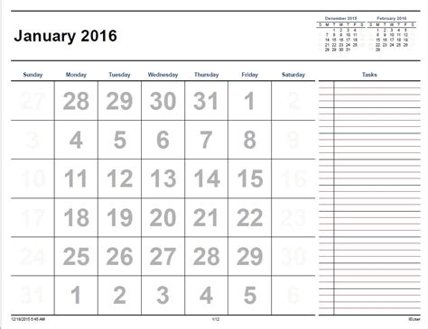 Printable Calendar 2016 Home Life Weekly