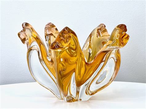 Vintage Art Glass Centrepiece Iwatsu Glass From Their Hineri Range