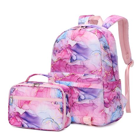Newest Girls Book Bags School Backpack With Lunch Box For Primary