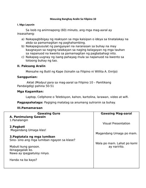 Masusing Banghay Aralin Sa Filipino 9 Checked Masusing Banghay Vrogue