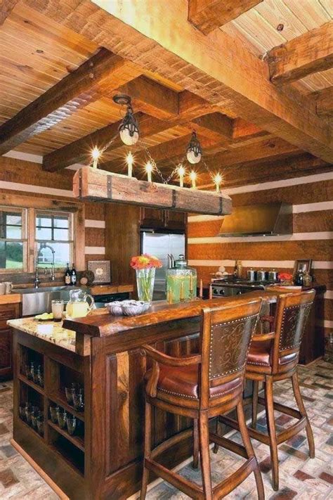 50 Best Small Log Cabin Homes Interior Decor Ideas Log Cabin Kitchens