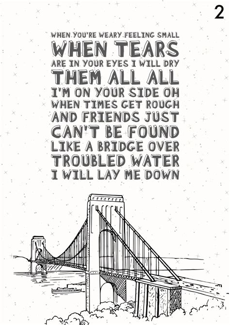 Bridge Over Troubled Water Lyrics Print Simon And Garfunkel Etsy Uk