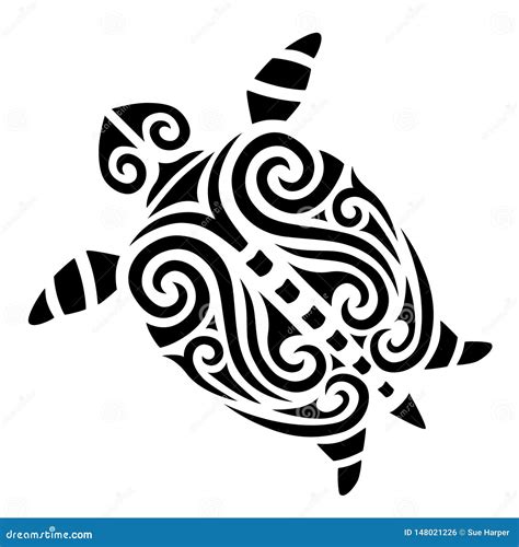 Sea Turtle In The Maori Style Tattoo Sketch Round Circle Ornament
