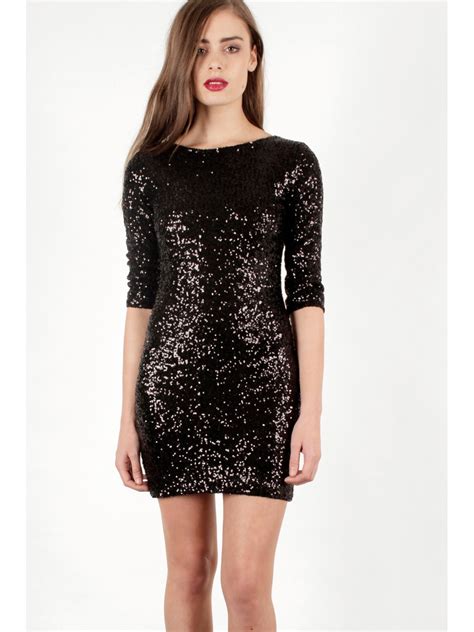 Webdesignbyangie Black And Silver Sequin Dress Short