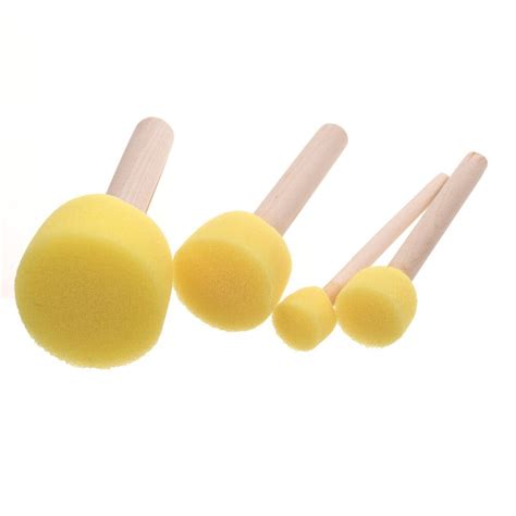 Set Of 4 Pcs Assorted Size Round Sponges Brush Set Paint Tools For