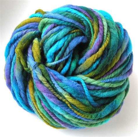 Handspun Yarn Hand Dyed Merino Wool Super Bulky Yarn Blue Etsy