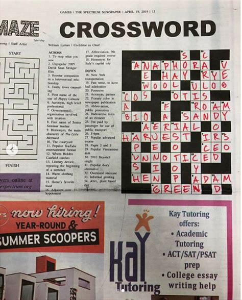 Verschiedene Heimat Journalist Newspaper Crossword Puzzles Versuchen