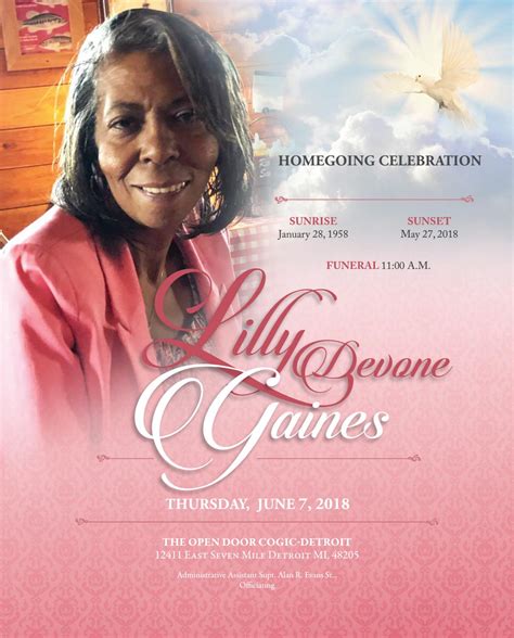 Obituary Design Of Ms Lillie Gaines By Rendezvous Visual
