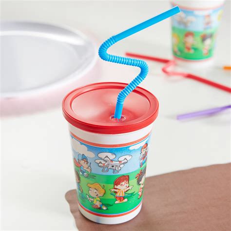 Plastic Kids Cup With Reusable Lid And Curly Straw 250case