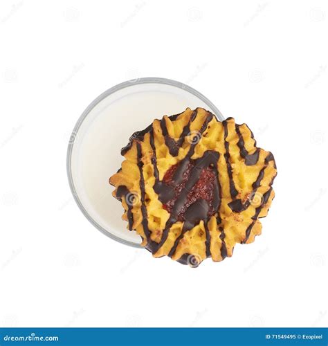 Glass Of Milk And Cookie Isolated Over The White Background Stock Image