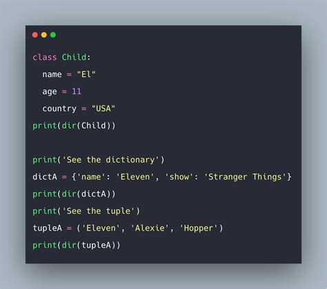 We see the output printed in two lines: Python dir: How to Use dir() Function In Python